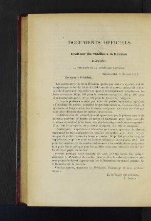 Documents Officiels.