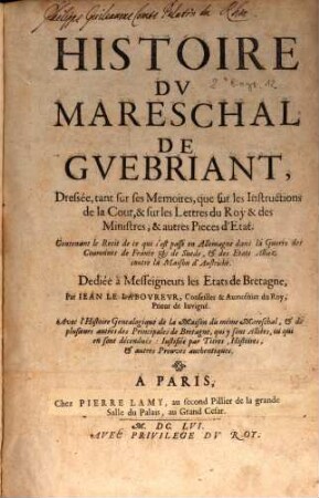 Histoire Dv Mareschal De Gvebriant