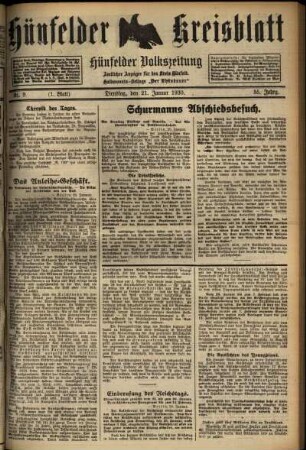 Erste Ausgabe vom Dienstag, den 21. Januar 1930.