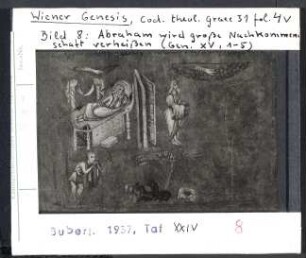Wiener Genesis (Wien, Cod. theol. graec. 31), fol. 4v: Abraham wird große Nachkommenschaft verheißen
