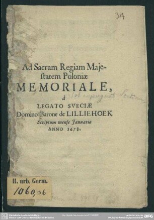 Ad sacram regiam maiestatem Poloniae memoriale : [ob expugnatione Stetini]