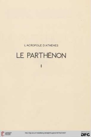 Band 1: Le Parthénon