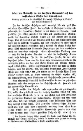Ueber den Unterricht in der deutschen Grammatik auf den verschiedenen Stufen des Gymnasiums