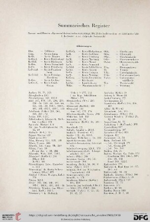 Summarisches Register