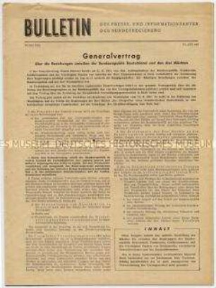 Bulletin der Bundesregierung mit dem Text des Generalvertrages
