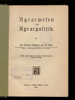 Agrarwesen und Agrarpolitik