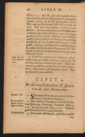 Caput 4. De divina Essentia & speciatim de eius Nominibus.