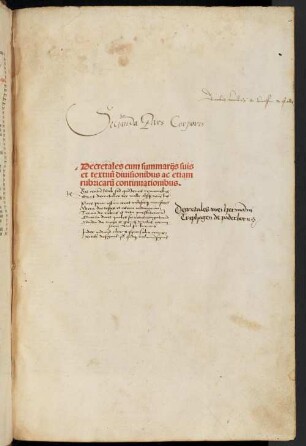 Decretales : Mit der Glosse des Bernardus Parmensis und mit Additiones des Hieronymus Clarius