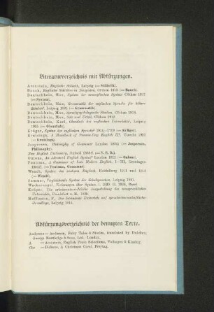 Literaturverzeichnis mit Abkürzungen.