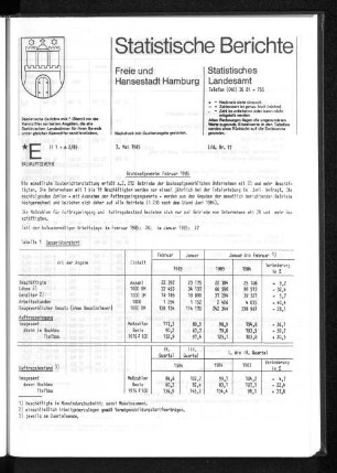 Bauhauptgewerbe Februar 1985 : Lfd. Nr. 17