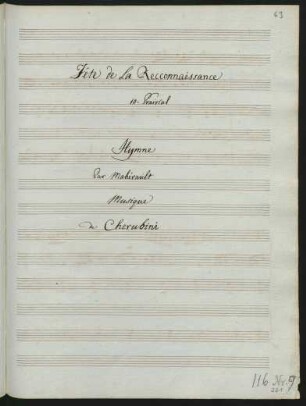Hymne pour la fête de la reconnaissance; V, 2 cl, 2 fag, 2 cor; F-Dur