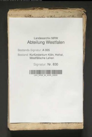 Vermischte Nachrichten und Schriftstücke über die Lehen der von Cloedt bzw. von Brabeck, sowie der von Gaugreben auf der Elpe und dem halben Zehnten zu Bruchhausen (Kr. Brilon)