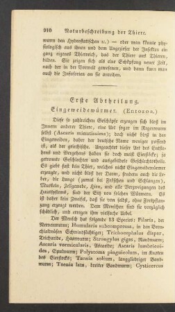 Erste Abtheilung. Eingeweidewuermer. (Entozoa.)