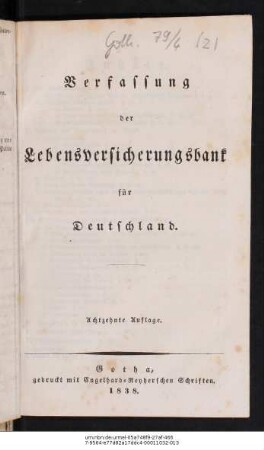 Verfassung der Lebensversicherungsbank für Deutschland