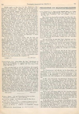 744-747 [Rezension] Lotz, Johannes B., Kant und die Scholastik heute