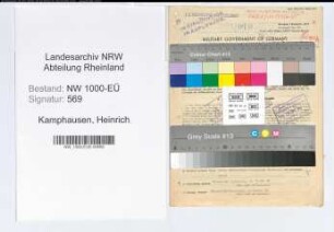 Entnazifizierung Heinrich Kamphausen, geb. 25.11.1912 (Kaufm.Angest.)