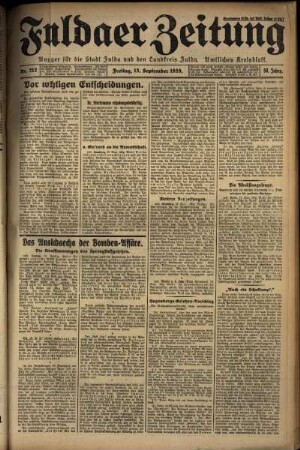 Ausgabe vom Freitag, den 13. September 1929.