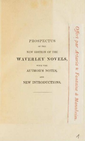 Prospectus of the new Edition of the Waverley Novels, with the author's notes and new introductions