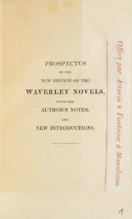 Prospectus of the new Edition of the Waverley Novels, with the author's notes and new introductions