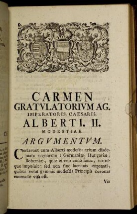 Carmen Gratvlatorivm AG. Imperatoris. Caesaris Alberti. II. Modestiae.