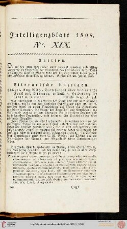 Intelligenzblatt Nro. XIX