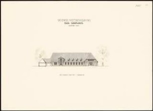Siedlung für Kriegsbeschädigte Schinkelwettbewerb 1945: Gasthaus. Ansicht von N 1:200