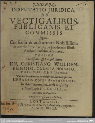 De vectigalibus, publicanis et commissis