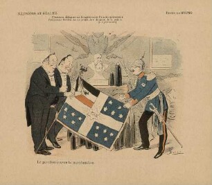 Illusions et réalité // Plusieurs délégués au Congrès de la Paix ont présenté à l'empereur Guillaume un projet de " drapeau de la paix ". / (Les journaux.)