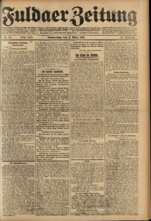 Erste Ausgabe vom Donnerstag, den 04. März 1915.