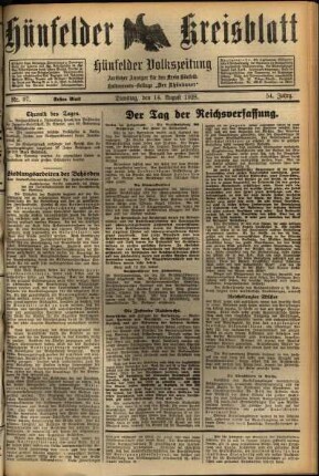 Erste Ausgabe vom Dienstag, den 14. August 1928.