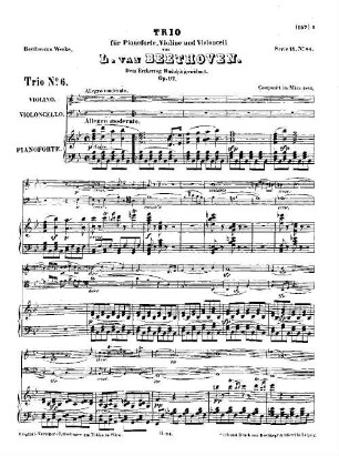 Beethoven's Werke, 84 = Serie 11: Trios für Pianoforte, Violine und Violoncell. Trio : op. 97
