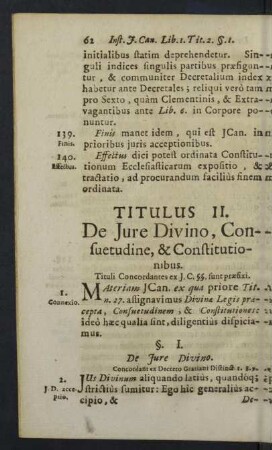 Titulus II. De Jure Divino, consuetudine, & Constituionibus.