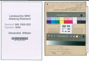 Entnazifizierung Wilhelm Grevendick , geb. 15.12.1900 (Kaufmann)
