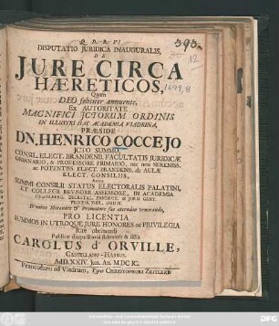 Disputatio Iuridica Inauguralis, De Iure Circa Haereticos