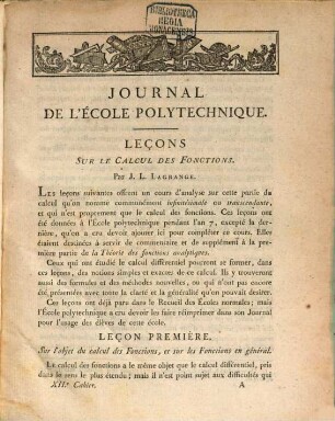Journal de l'Ecole Polytechnique. 5, 5 = Cah. 12. 1804
