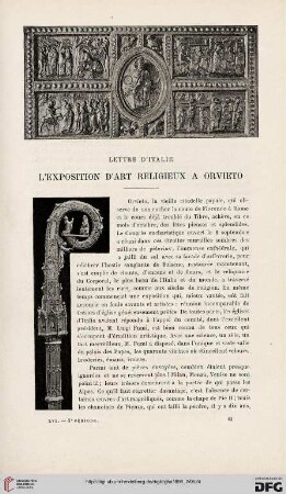 L'exposition d'art religieux à Orvieto: lettre d'Italie