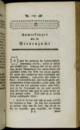 Anmerkungen über die Bienenzucht.