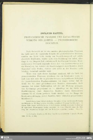 Zwölftes Kapitel, Photochemische Prozesse und katalytische Wirkung des Lichtes, Photochemische Induktion