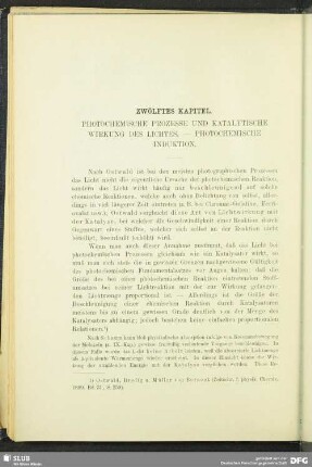 Zwölftes Kapitel, Photochemische Prozesse und katalytische Wirkung des Lichtes, Photochemische Induktion