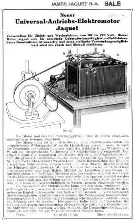 Neuer Universal-Antriebs-Elektromotor Jaquet