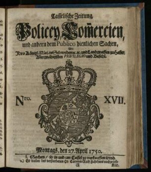Nro. XVII, Montags, den 27. April 1750