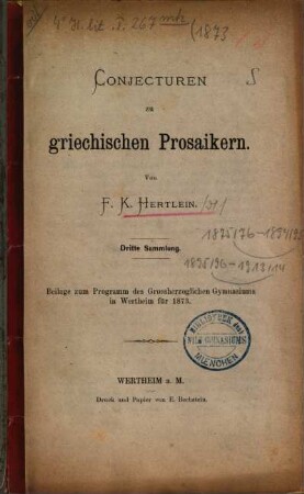 Jahresbericht : für das Schuljahr .... 1872/73