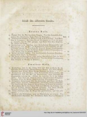 Inhalt des siebenten Bandes