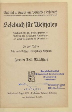 Teil 2 = Mittelstufe, [Schülerband]: [Teil 2 = Mittelstufe, [Schülerband]] : in drei Teilen ; für mehrklassige evangelische Schulen