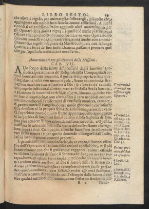 Cap. VII. Avvertimenti per gli Operari delle Missioni