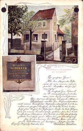 Leipzig: Schillerhaus in Leipzig-Gohlis mit Gedenktafel