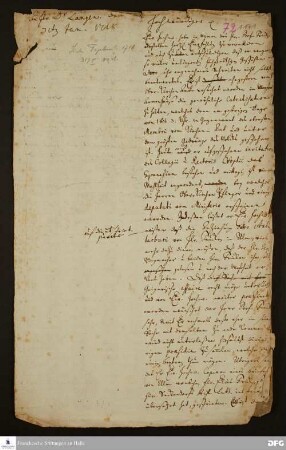 Brief von Johann Ulrich Christian Köppen an Joachim Lange.