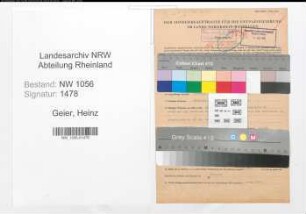 Entnazifizierung Heinz Geier , geb. 24.10.1912 (Angestellter)