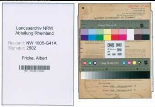 Entnazifizierung Albert Fricke , geb. 16.10.1919 (Polizist)