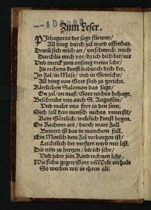 Zum Leser